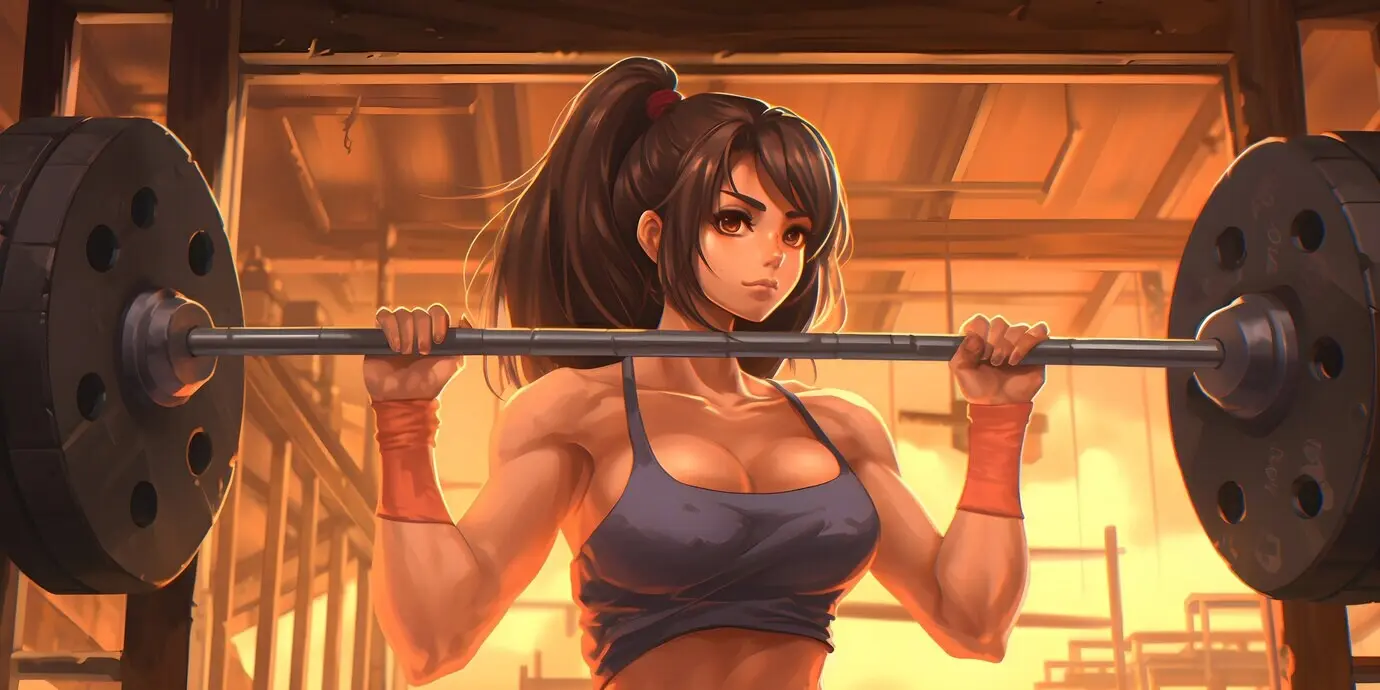 Тренировка подтянутого мультяшного персонажа